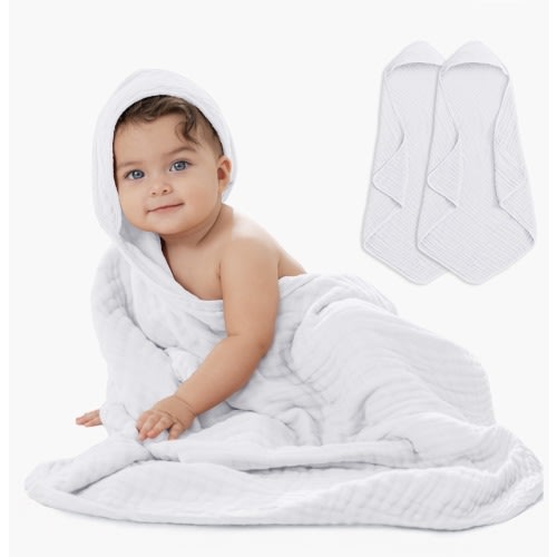 Comfy Cubs Hooded Baby Towels - 6 Layers, Pack of 2, White | Nordstrom