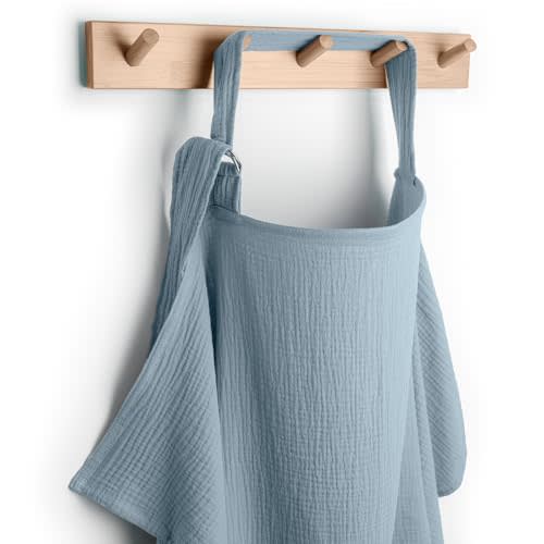 Comfy Cubs Muslin Nursing Cover - Muslin Breastfeeding Cover Pacific Blue | Soft & Breathable Baby Nursing Scarf with Adjustable Neck Strap - Portable, Lightweight & Privacy Breast Feeding Cover