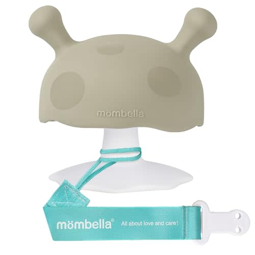 Baby Teething Toys for 3-12 Months+,Silicone Mombella Baby Teether,Soft & Easy to Grasp for Teething Relief,Safe & Comfortable Teether Toys for Sucking Needs,BPA Free (Taupe)