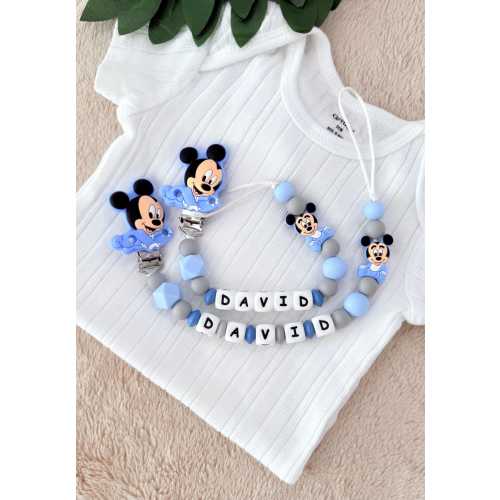 Personlized Pacifier Clip Mickey Mouse,Custom Pacifier Holder,Newborn Baby Shower Gift