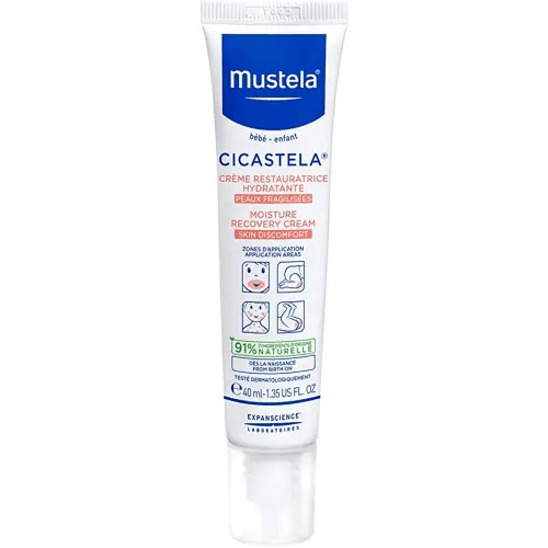 Mustela Cicastela Moisture Recovery Cream - Multipurpose Baby Ointment for Skin Discomfort - with Natural Avocado & Hyaluronic Acid - Fragrance-Free - 1.35 fl. Oz
