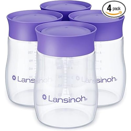 Lansinoh Breastmilk Storage Bottles | 4-Pack 5oz BPA & BPS-Free | Pump-to-Storage Feeding Bottles | Compatible with Lansinoh Breast Pumps and Nipples