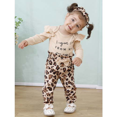 CARETOO Newborn Baby Girls Cotton Clothes Long Sleeve Romper Jumpsuit Pants Outfit Set, 1-12 Months