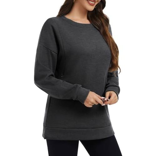 Smallshow Women's Nursing Sweatshirt Tops Fleece Long Sleeve Breastfeeding Clothes