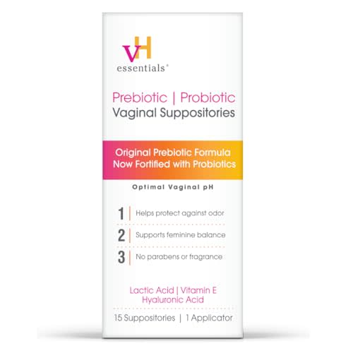 vH essentials Prebiotic PH Balanced Vaginal SuppositoriesBox, Original Version, 15 Count