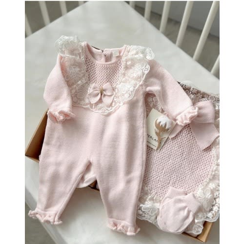 Knitted Custom Embroidered Cotton Baby Bodysuit Set: Newborn Outfit