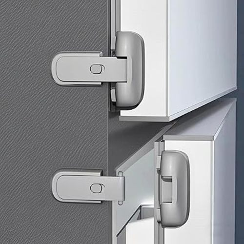 2 Pack Refrigerator Lock for Kids with Adhesive, Child Proof Fridge Locks to Keep Door Closed, RV Refrigerator Door Latch, Freezer Door Lock for Toddlers Dogs and Cats, Easy Installation
