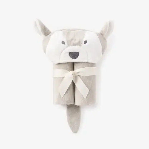 Gray Wolf Hooded Baby Bath Wrap – Elegant Baby