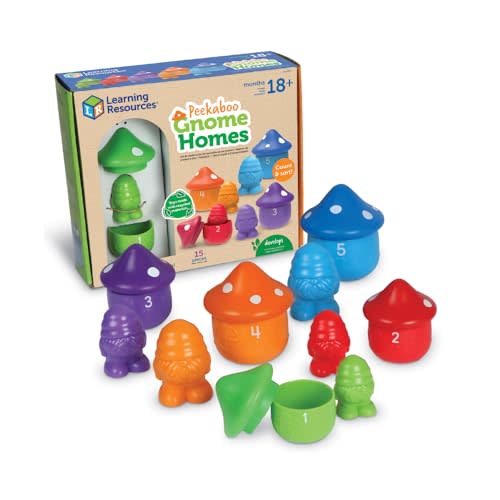 Learning Resources Peekaboo Gnome Homes - Sorting Toys for Toddlers, Colors and Size Recognition, Fine Motor Skills, Montessori Preschool Counting, Educational Activities, Gifts for Boys and Girls