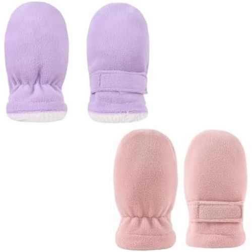 Newborn Baby Mittens Toddler Winter Warm Fleece Lined Gloves No Scratch Adjustable Mitten for Infant Boys Girls