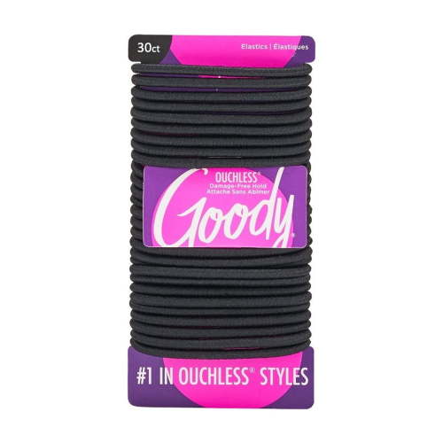 Goody Ouchless® Black Hair Elastics 30 Ct No Metal Gentle Hair Ties Thick Inner Core