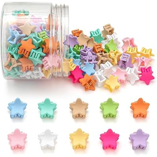 Mini Star Hair Clips, Baby Hair Clips Mini Claw Clips Cute Jaw Clips Hair Pins Hair Barrettes Toddler Hair Accessories for Women Girls Kids Teens 100Pcs Colorful