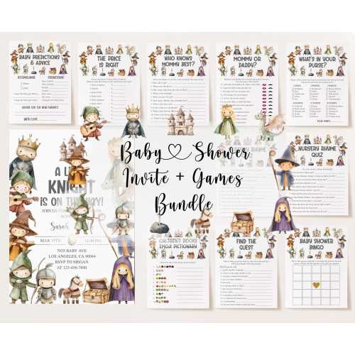 Medieval Baby Shower Bundle, Knight Baby Shower, Castle Baby Shower, Fantasy Baby Shower, Hobbit Baby Shower, Dragon Baby Shower Games