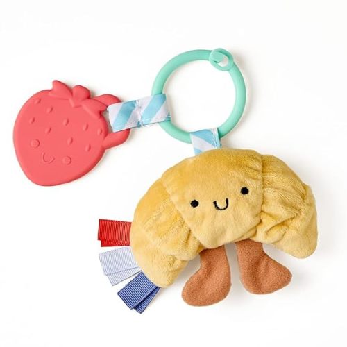 Itzy Ritzy Infant Toy & Teether - Itzy Pal Baby Teething Toy Includes Lovey, Crinkle Sound, Textured Ribbons & Silicone Teether Toy for Newborn (Mushroom)