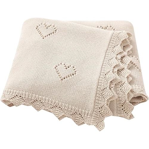 Baby Blanket Cotton Crochet Newborn Neutral Nursery Swaddling Blankets Knit