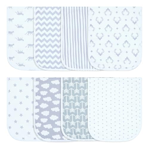 Hakochia Burp Cloths for Baby Boy & Girl Organic Cotton Large Unisex Burp Clothes Extra Absorbent Soft Neutral Burping Rags Spit Up Cloth Sets for Newborns 8 Pack