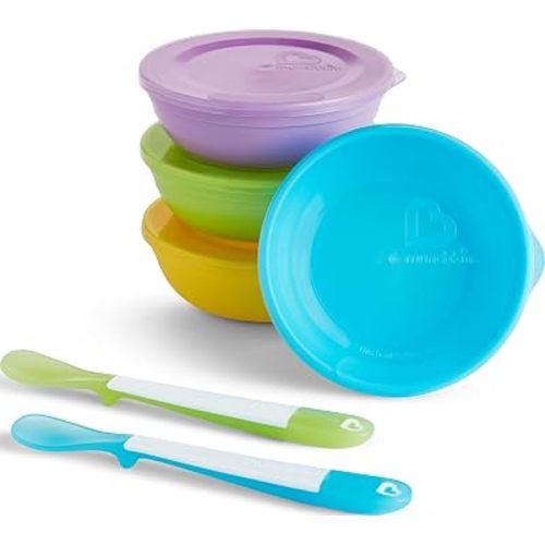 Munchkin® Love-a-Bowls™ 10 Piece Baby Feeding Set, Includes Bowls with Lids and Spoons, Multicolor