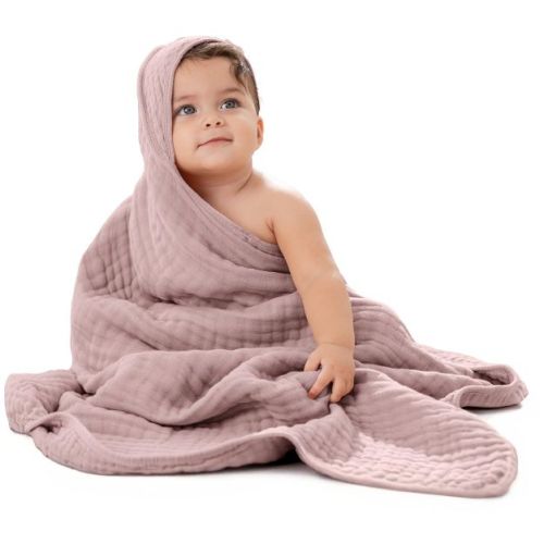 Comfy Cubs Hooded Baby Towels 1 Pack - 6 Layer, 100% Muslin Cotton - Large 32" x 32"