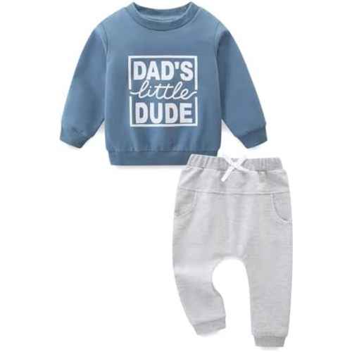Toddler Baby Boy Clothes Long Sleeve Crewneck Sweatshirt with Pants Spring Fall Winter Outfits