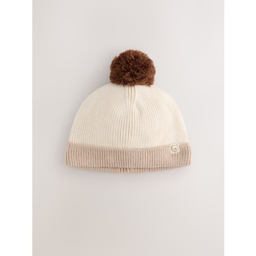 Neutral Tonal Baby Knitted Pom Beanie