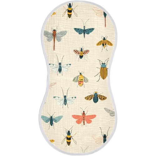 Mazeann Insects Pattern Cute Burp Cloths Baby Boys Girls Absorbent Soft Cotton Burping Cloths Rags, 1 Pack