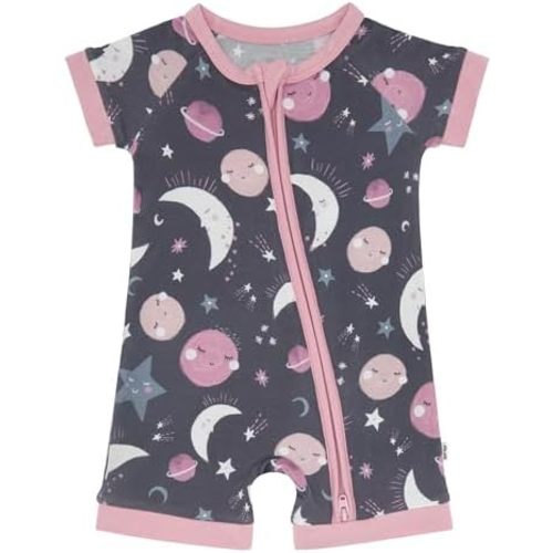 Little Sleepies Shorty Pajamas for Baby Boys & Girls, Viscose from Bamboo Sleepers, Short Sleeve Romper PJs, 2-Way Zipper