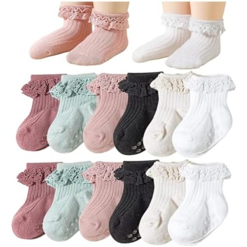 QandSweet Newborn Girls' Frilly Socks Baby Ankle Sock for Infant and Toddlers