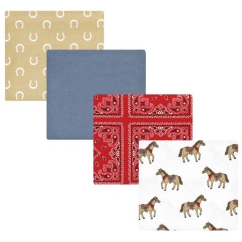 Hudson Baby Infant Boy Cotton Poly Flannel Receiving Blankets, Cowboy, One Size