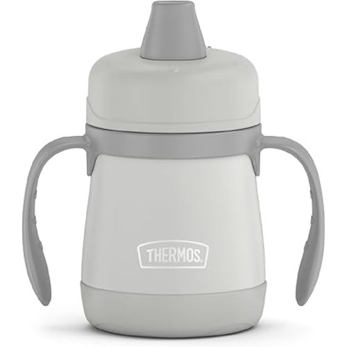 Thermos Kids Stainless Steel Sippy Cup with Handles, 7 Ounces, Pastel Gray