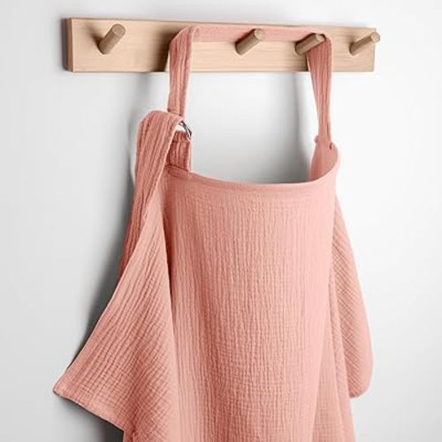 Comfy Cubs Muslin Nursing Cover, Pack of 1, 100% Muslin Breastfeeding Cover - Soft & Breathable Baby Nursing Scarf with Adjustable Neck Strap - Portable, Lightweight & Privacy Coverage - Bold Blush