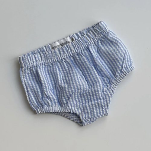 6M, EASYTOTS Bayou Blanks Seersucker Bloomers | Striped Baby Shorts Blue