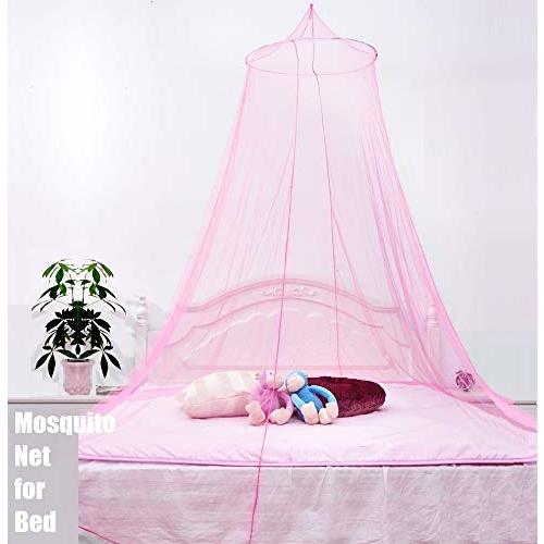 TechPeak Mosquito Net Bed Canopy for Queen Size King Size Bed Quick and Easy Installation Canopy Bed Curtains (Pink)