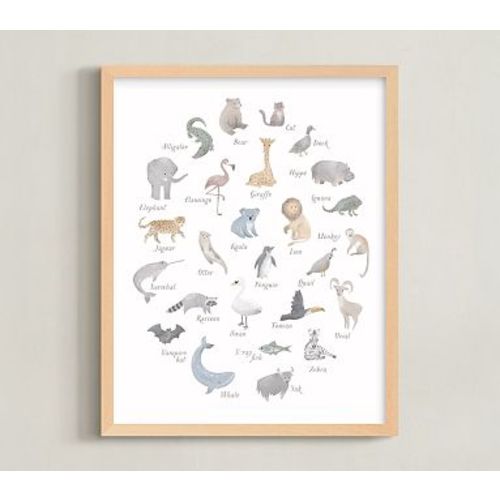Minted ABC Animals, 11x14, Natural Wood Frame