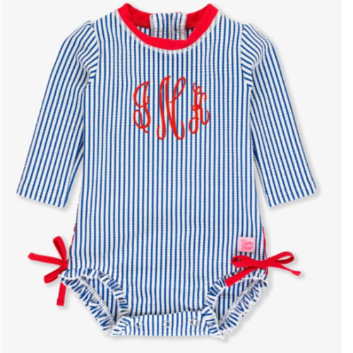 Seersucker Long Sleeve One Piece Rash Guard