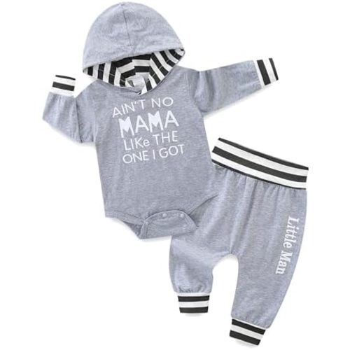 Baby Boy Clothes Long Sleeve Letter Print Bodysuit and Pants Fall Winter Outfit