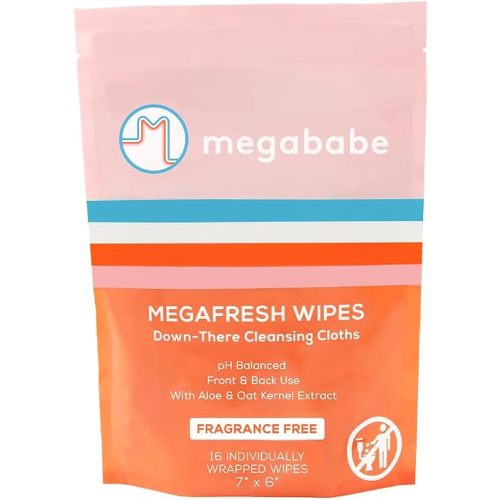 Megababe Megafresh Wipes, Unscented Intimate Cleansing Wipes, 16 ct
