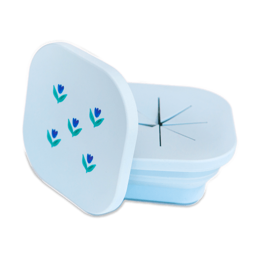 Silicone Collapsible Snack Bowl Wildflower Chambray Blue – Austin Baby Collection
