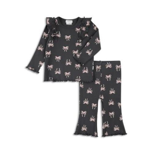 Girls' Starlight Skater Bows Print Top & Flared Leggings Set - Baby