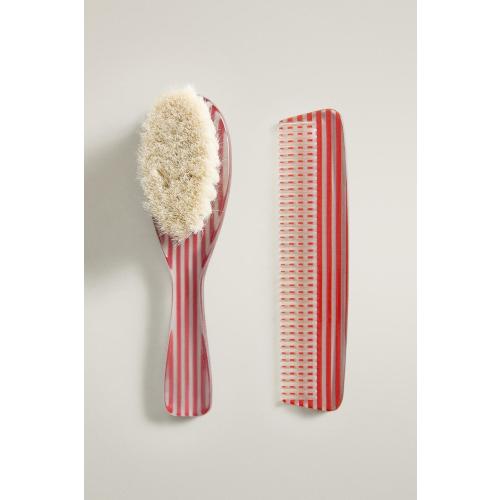 BABY STRIPED BRUSH AND COMB SET - Brick | ZARA United States