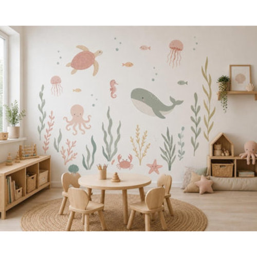 Highland Dunes 48-Inch Wide Small Under the Sea Animal Wall Decal Set | Wayfair