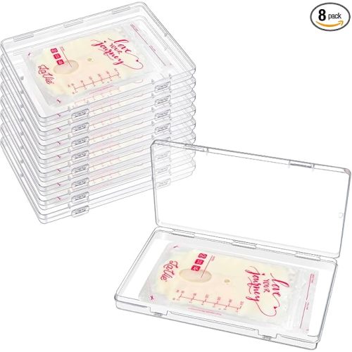 8 Pcs Clear Flat Breast Milk Freezer Storage Organizer, Space Saving Breastmilk Freezer Tray for Breastfeeding Bag Organization, Reusable Breastmilk Storage Containers, 7.48 x 5.11 x 0.67 in