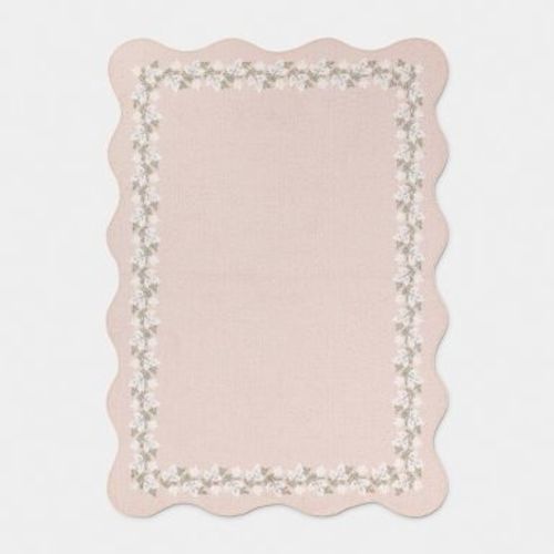 5'x7' Floral Border with Scallop Edge Dorm Area Rug Pink - Threshold™
