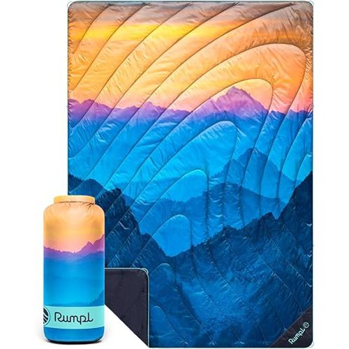 Rumpl Original Puffy 1-Person Blanket for Camping and Outdoors, Misty Peaks Mountainscape
