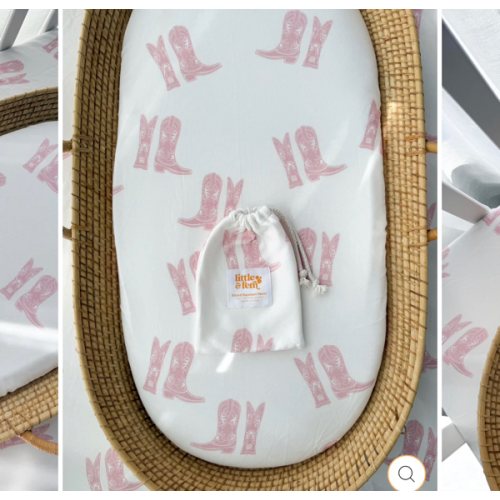 Bassinet Sheet | Pink Cowgirl Boots