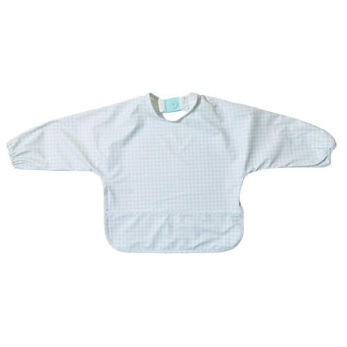 Magnetic Long Sleeve Bib - Mint Check