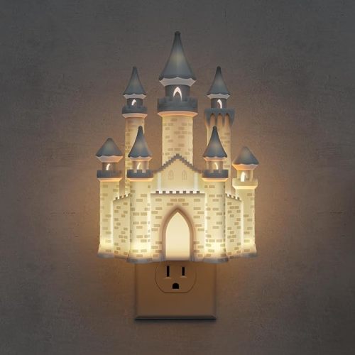 L LOHAS LED 3D Castle Night Lights Plug into Wall, Night Light for Kids, Built-in Dusk to Dawn Sensor, Dimmable Night Light for Kids Room Bedroom Bathroom Hallway, 3000K Soft White