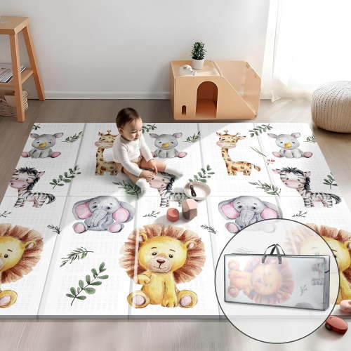 79x71 Extra Large Baby Play Mat for Floor, Foldable Foam Playmat for Babies 0-12 Months & Kids, Non-Toxic Waterproof Baby Mat for Floor, Thick Playpen Mat for Tummy Time Crawling