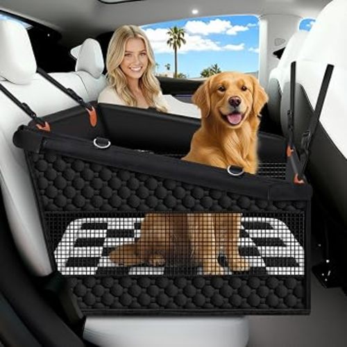 Large Dog Car Seat, Half Back Seat Extender with Hard Bottom