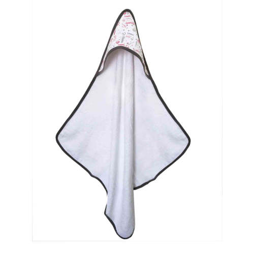 Baseball Muslin Cotton One Baby/Toddler Hooded Towel & Three Wash Cloths (Red/Gray)