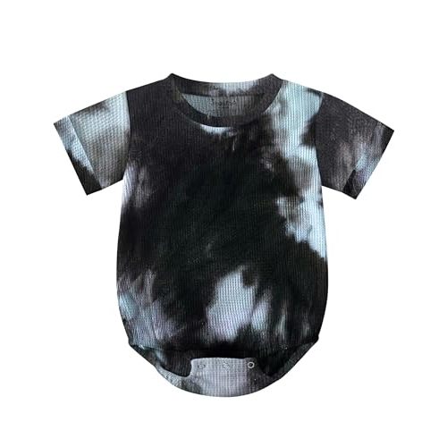 Jimonda Baby Bodysuit Newborn Tie Dye Clothes Infant Waffle One Piece Romper Baby Boys Girls Short Sleeve Jumpsuit Outfits